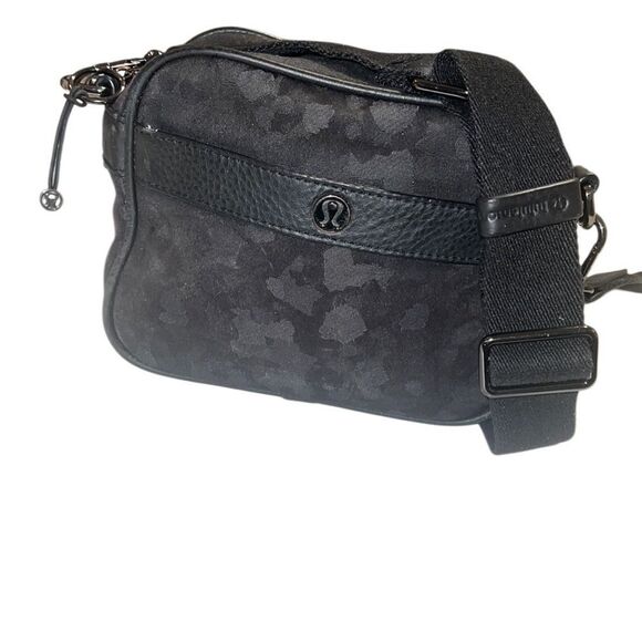lululemon Now and Always Black Camo Nylon & Leather 3L Mini Crossbody - Picture 1 of 15